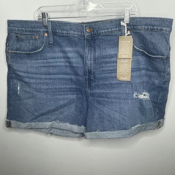 Madewell Eco Collection Jordie Wash Distressed High Rise Denim Shorts - Picture 1 of 5